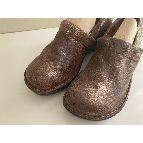 Born Women's Clogs Mules Shoes Bronze Textured Size 8 Leather - Picture 3 of 6